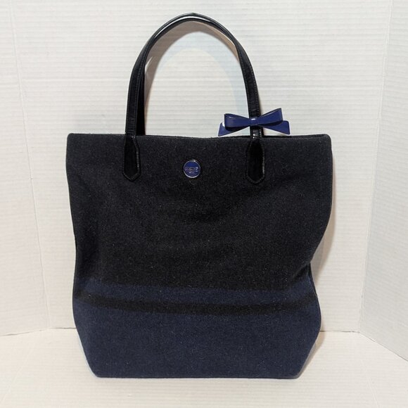 Coach Signature Stripe Wool Gray Blue NS Tote Bag - Picture 2 of 11